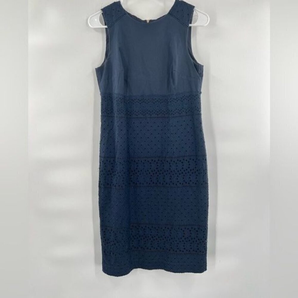 Ann Taylor blue lace dress size 4 sleeveless womens
